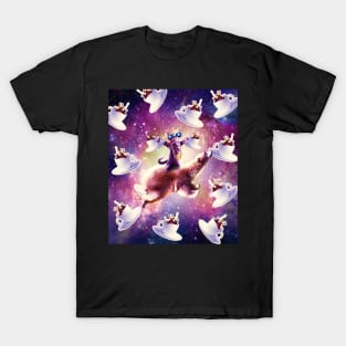 Thug Space Cat On Polar Bear Unicorn - Coffee T-Shirt